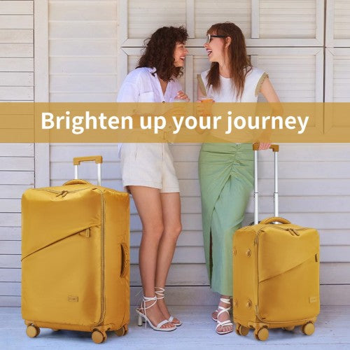 KSK2491 - Kono 3-Piece 20/24/28 Inch Lightweight Durable Soft Shell Suitcase Set with TSA Lock and Separate Wet/Dry Compartment - Yellow