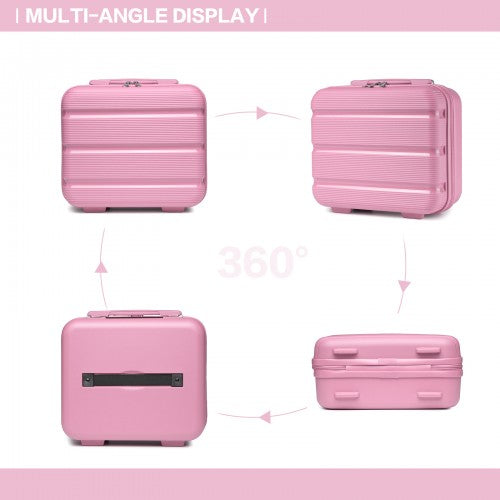 KSK2492 - Kono 4-Piece PP Hardshell Luggage Set–Durable Travel Suitcases with TSA Lock, 360° Spinner Wheels with Vanity Case - Pink