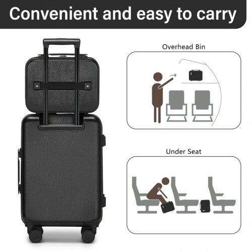 KSK2493 - Kono 12 inch Hard Shell Cosmetic Case – Durable Travel Makeup Organizer with YKK Zipper - Black