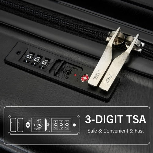 KSK2493 - Kono Durable 24 Inch ABS+PC Hardshell Suitcase with TSA Lock Lightweight Travel Luggage with 360° Spinner Wheels - Black
