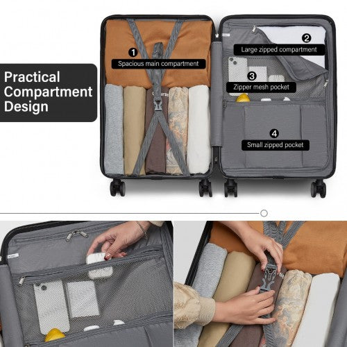 KSK2493 - Kono Durable 24 Inch ABS+PC Hardshell Suitcase with TSA Lock Lightweight Travel Luggage with 360° Spinner Wheels - Black