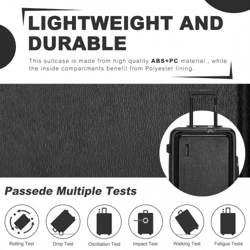 KSK2493 - Kono Durable 24 Inch ABS+PC Hardshell Suitcase with TSA Lock Lightweight Travel Luggage with 360° Spinner Wheels - Black