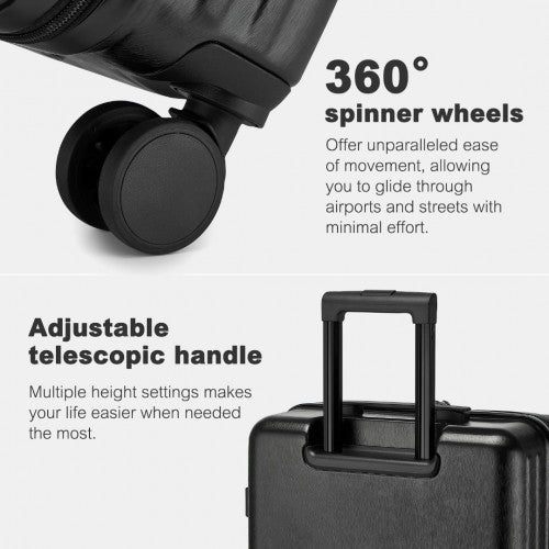 KSK2493 - Kono Durable 24 Inch ABS+PC Hardshell Suitcase with TSA Lock Lightweight Travel Luggage with 360° Spinner Wheels - Black