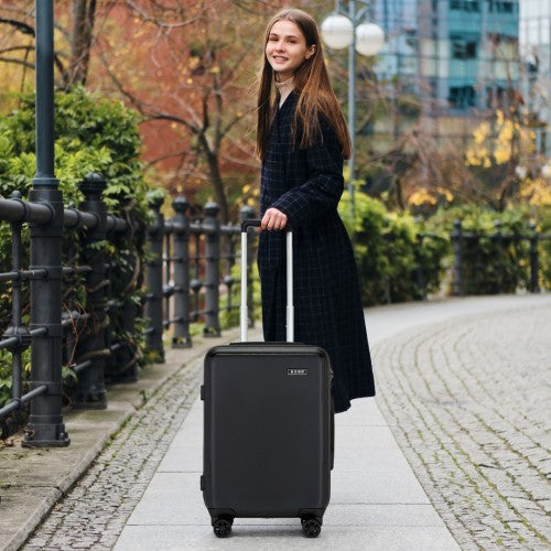 KSK2494 - Kono 20 Inch Cabin Size Minimalist Hard Shell ABS+PC Carry-On Suitcase with TSA Lock 360° Spinner Wheels - Black