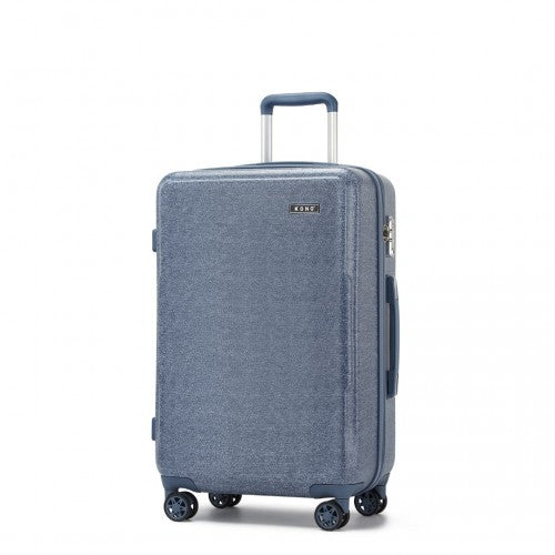 KSK2494 - Kono 3-Piece Minimalist Hard Shell ABS+PC Luggage Set with TSA Lock and 360° Spinner Wheels - Denim Blue