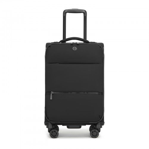 KSN2593 - 20 inch Women's Lightweight Softshell Suitcase with Spinner Wheels and Spacious Compartments - Black