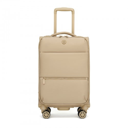 KSN2593 - 20 inch Women's Lightweight Softshell Suitcase with Spinner Wheels and Spacious Compartments - Khaki