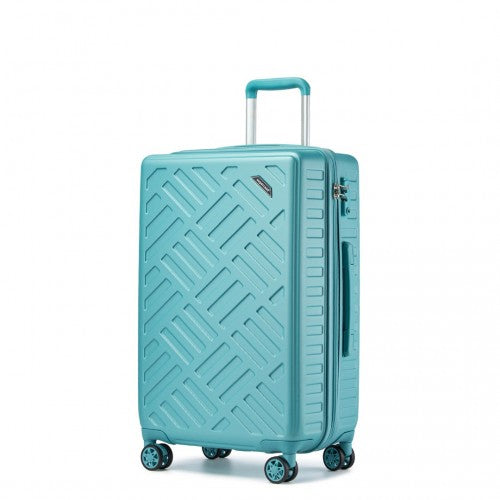 KSS2495 - Supercase 3-Piece Sleek Geometric Pattern Hard Shell ABS+PC Suitcase Set with TSA Lock For Effortless Travel - Blue