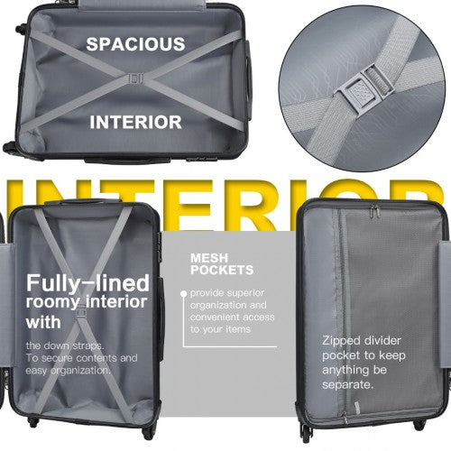 K2191L - Kono 24 Inch Check in Luggage - Streamlined ABS Hardshell Suitcase with Secure TSA Lock - Navy
