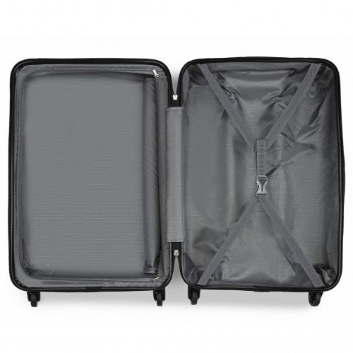 KSK2477 - Kono Durable 24 Inch Lightweight ABS+PC Vertical Textured Check-in Suitcase with Secure 3-Digit Lock - Grey