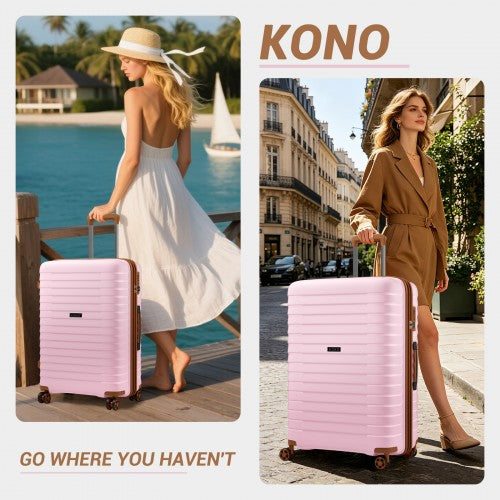 Kono KSK2595 24-inch pink and brown suitcase – detail view 24