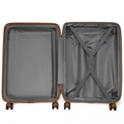 Kono KSK2483 28-inch cream and brown suitcase – detail view 28