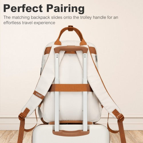 Kono KSK2484 20-inch cream and brown luggage set – detail view 13