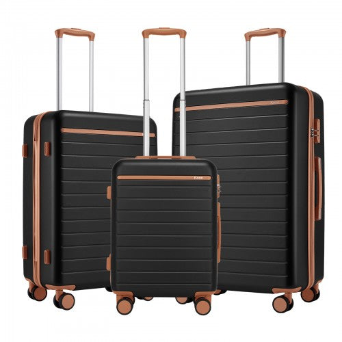 Kono KSK2584 20/24/28-inch black and brown luggage set – set view