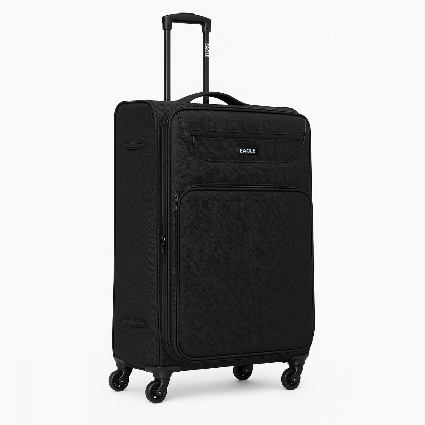 Eagle Super Lightweight 4 Wheels Spinner Soft Shell Expandable Luggage Black