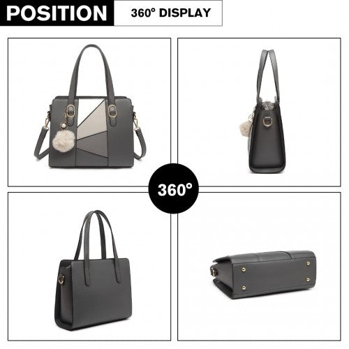 Miss Lulu LG2051 grey handbag – detail view 7
