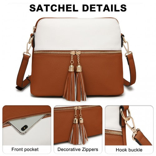 LG2023 - Miss Lulu Elegant 3-Piece Leather Look Tote Bag Set - Versatile & Chic for Every Occasion - Beige And Brown