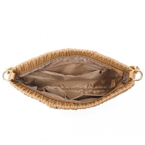 Easy Luggage LG2338 - Miss Lulu Sophisticated Embossed PU Leather Commuter Shoulder Bag With Chain Strap - Camel