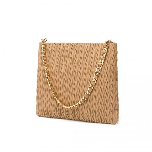 Easy Luggage LG2338 - Miss Lulu Sophisticated Embossed PU Leather Commuter Shoulder Bag With Chain Strap - Camel