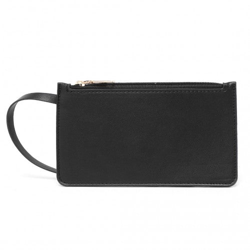 Easy Luggage LG2339 - Miss Lulu Chic Embossed Tote With Tassel Detail And Card Pouch - Black