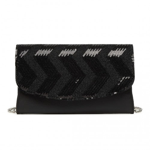 Miss Lulu LP2311 black clutch bag – detail view 6