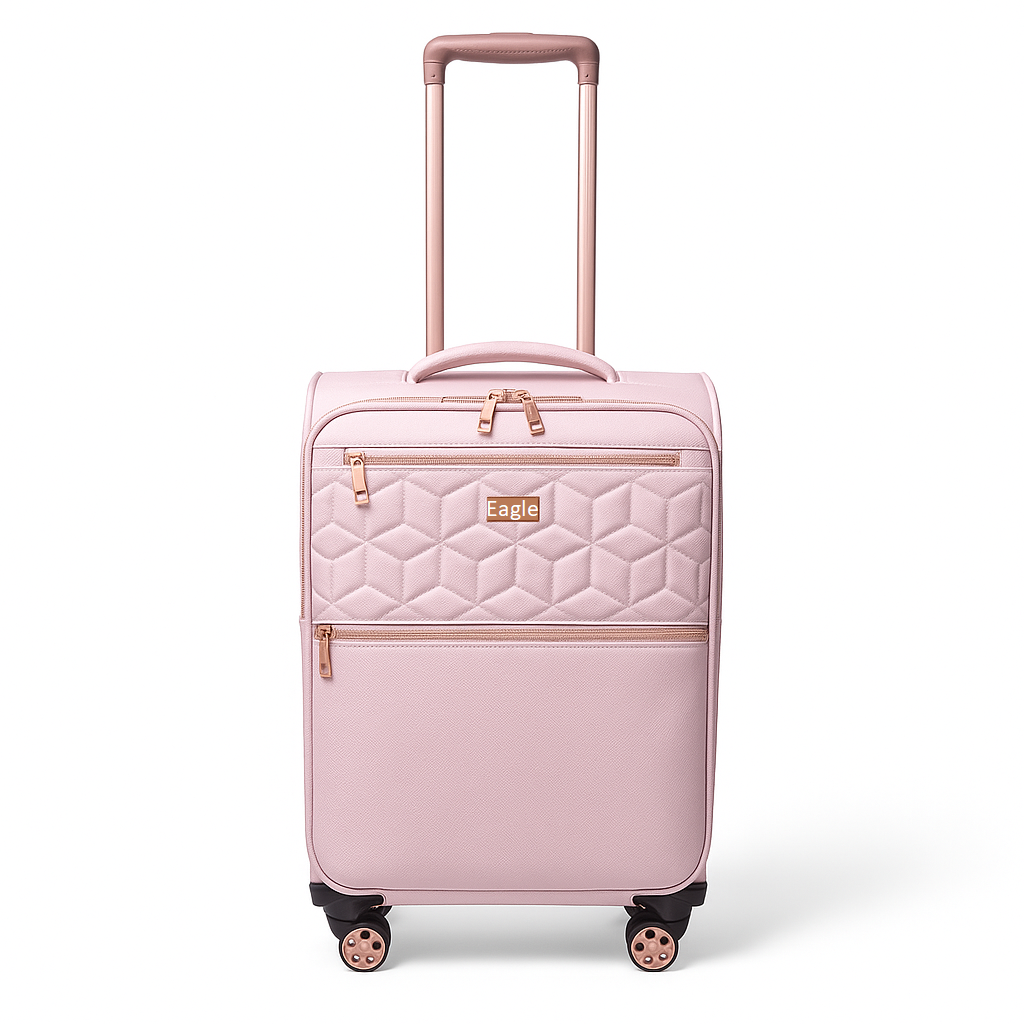 EAGLE Skyper Expandable Softshell Luggage – Super Light, 8-Wheel Spinner - Pink