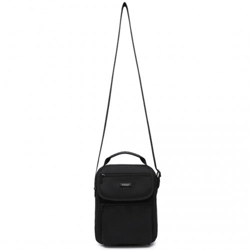 MSK2446 - Kono Durable Men's Crossbody Shoulder Bag with Multiple Pockets - Messenger Bag for Travel, Work, and Daily Use - Black
