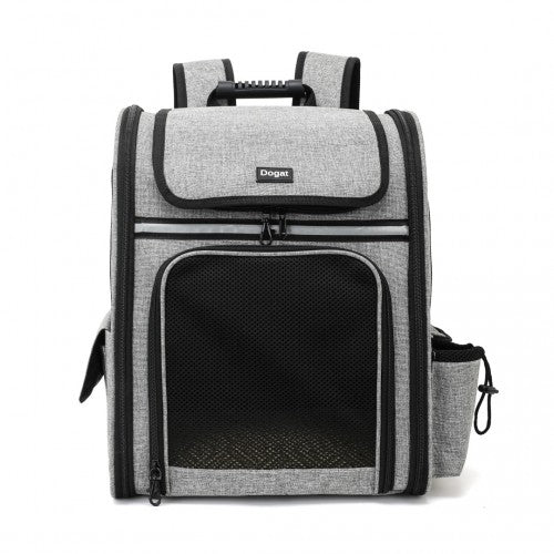 PTD2441 - Dogat Expandable And Foldable Pet Backpack Carrier with Ventilated Mesh Windows Comfortable & Secure Design - Grey
