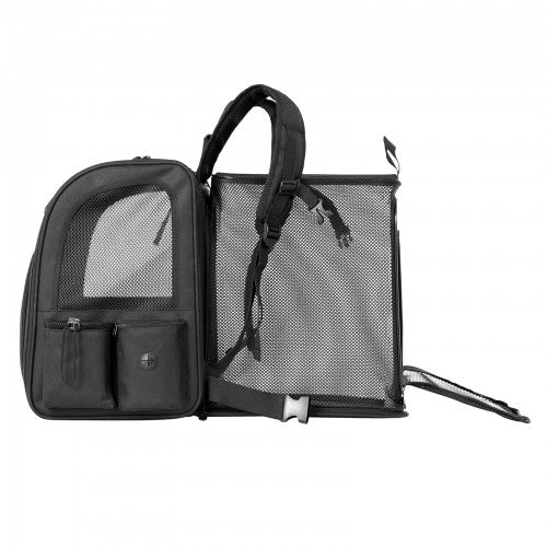 PTD2641 - Dogat Expandable And Foldable Pet Backpack Carrier with Ventilated Mesh Windows Comfortable & Secure Design - Black
