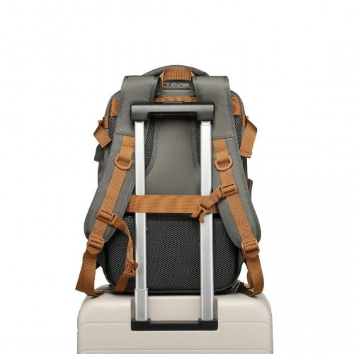 S2362 - Water-Resistant Functional Backpack With Shoe Compartment And USB Charging Port - Grey