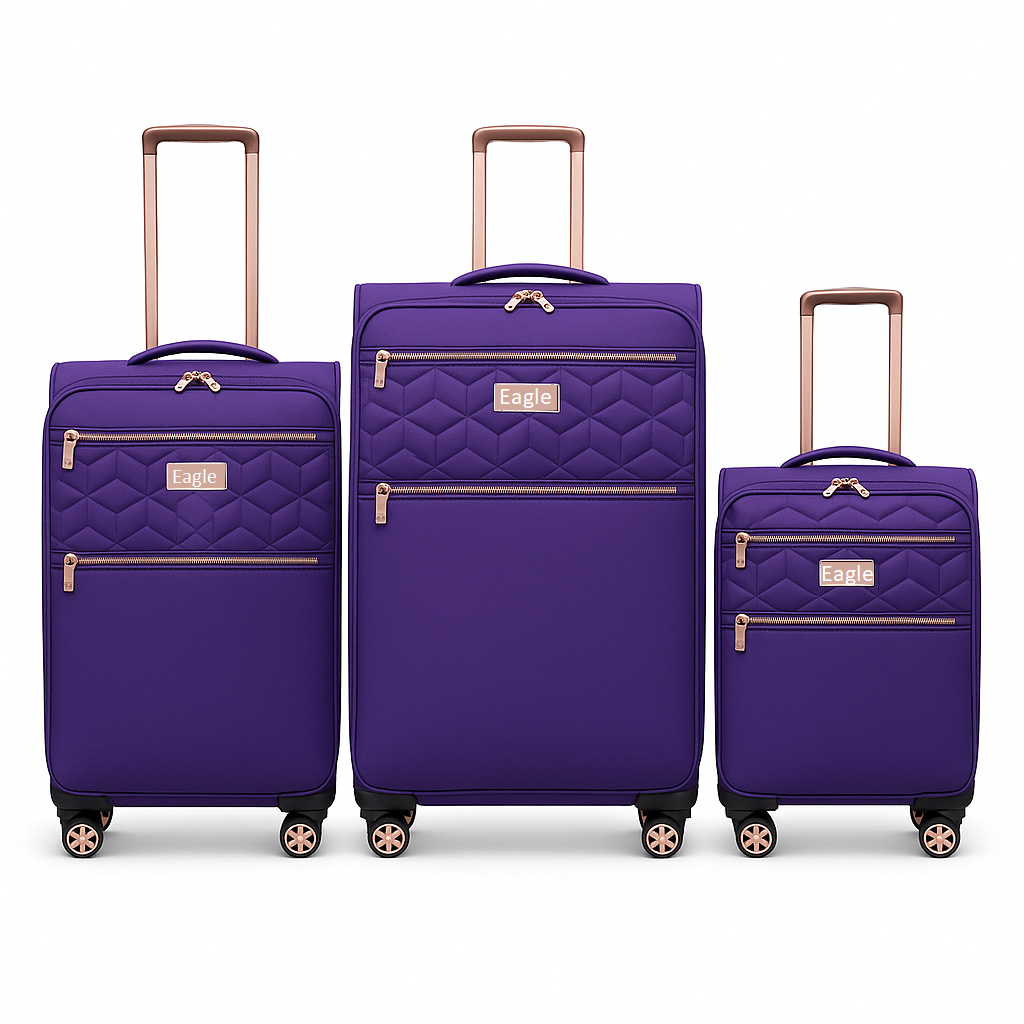 EAGLE Skyper Expandable Softshell Luggage – Super Light, 8-Wheel Spinner - Purple