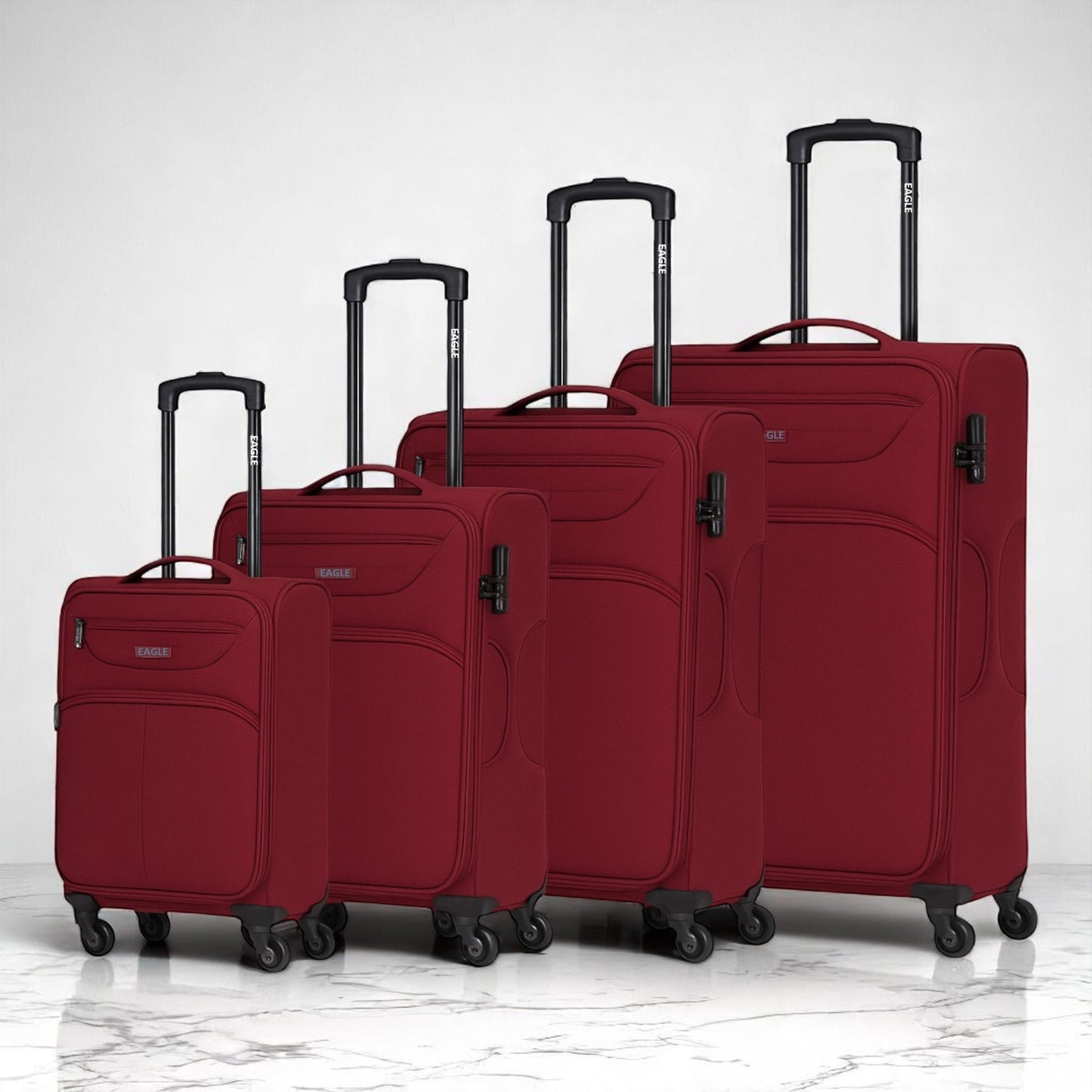 Eagle Super Lightweight 4 Wheels Spinner Soft Shell Expandable Luggage Burgundy