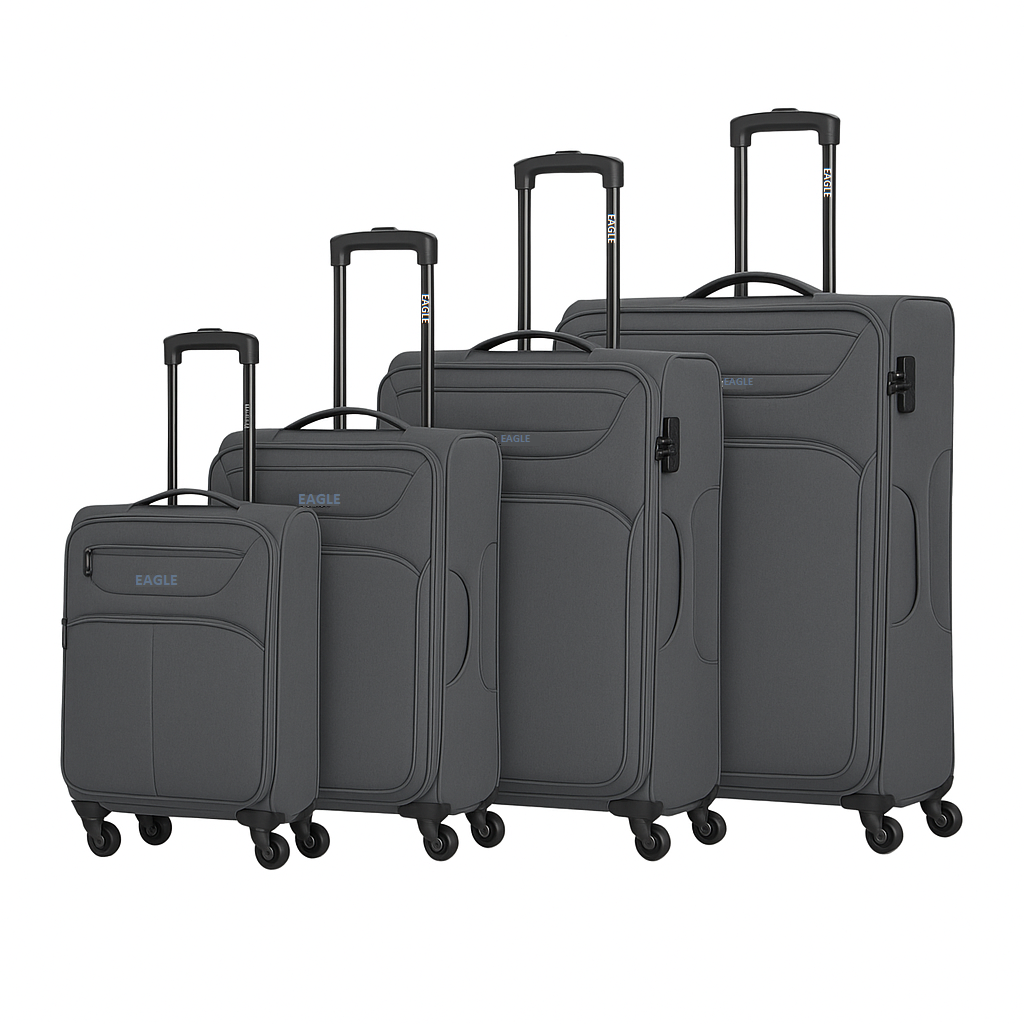 Eagle Super Lightweight 4 Wheels Spinner Soft Shell Expandable Luggage Grey