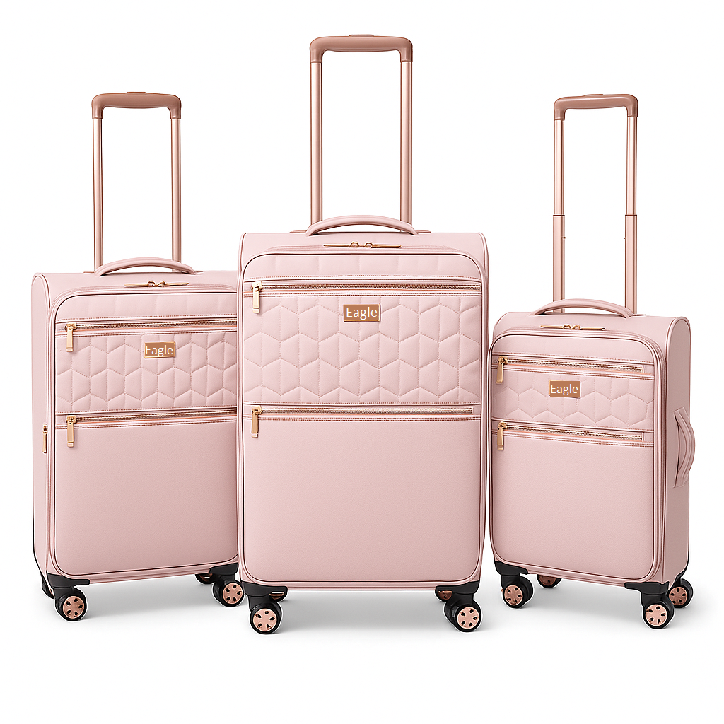 EAGLE Skyper Expandable Softshell Luggage – Super Light, 8-Wheel Spinner - Pink