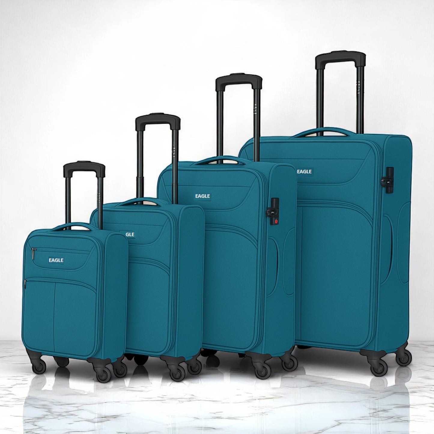 Eagle Super Lightweight 4 Wheels Spinner Soft Shell Expandable Luggage Teal