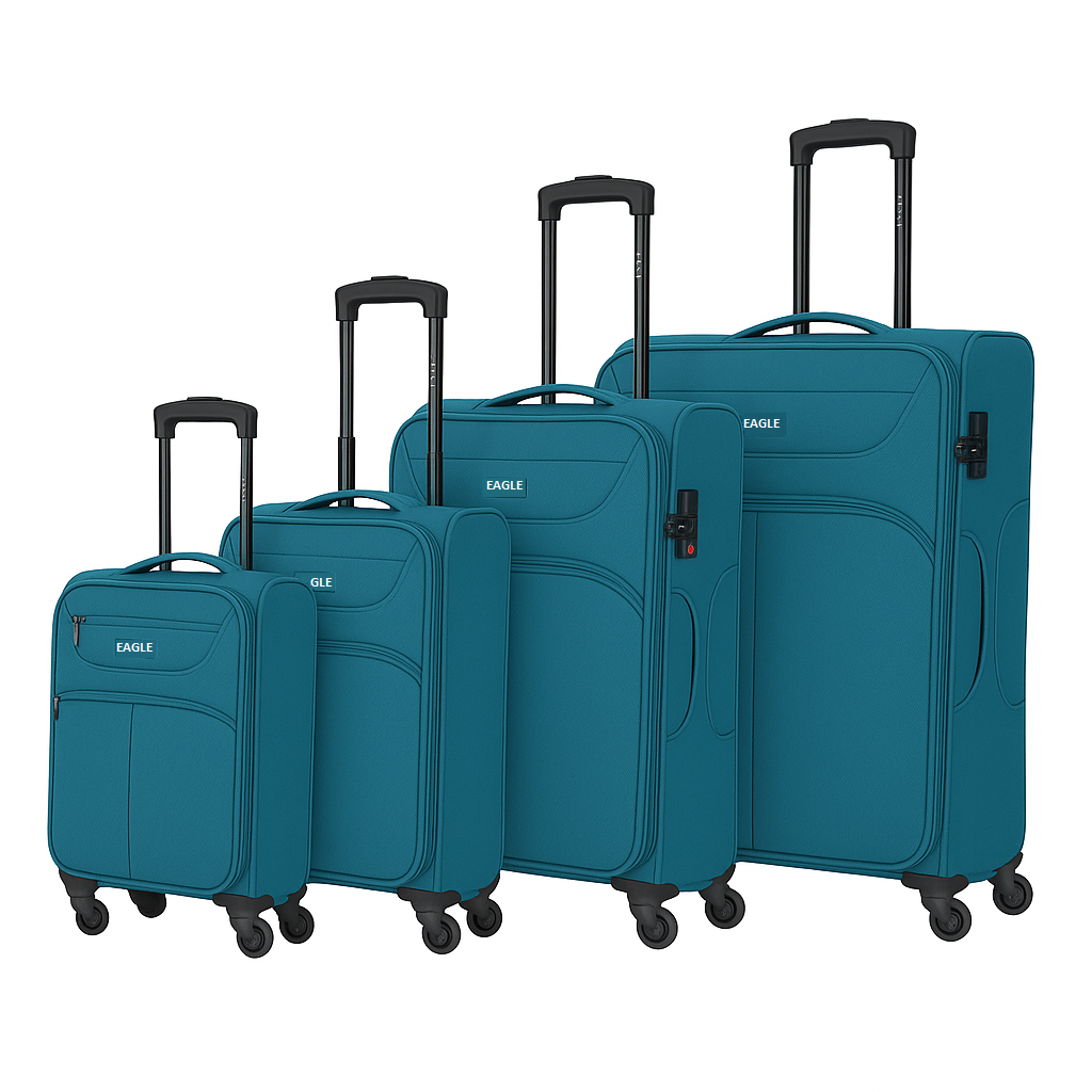 Eagle Super Lightweight 4 Wheels Spinner Soft Shell Expandable Luggage Teal