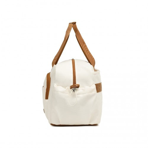 TVK2429 - Kono Versatile Multi-Compartment Travel Weekend Bag Two-Piece Set with Shoe Compartment and Cosmetic Pouch - Beige And Brown