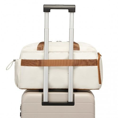 TVK2429 - Kono Versatile Multi-Compartment Travel Weekend Bag Two-Piece Set with Shoe Compartment and Cosmetic Pouch - Beige And Brown