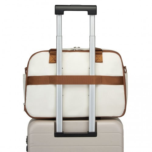 TVK2430 - Kono Multi-functional Travel Bag Large Tote Bag & Duffle Bag with Expandable Compartment and Wet/Dry Pocket - Beige And Brown