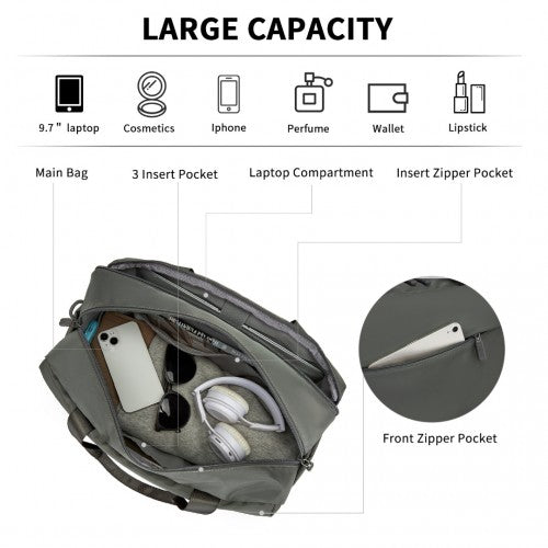 TVK2444 - Kono Water-Resistant Travel Bag with Laptop Sleeve Multi-Functional Tote for Business and Weekend Large Capacity for Men and Women - Grey