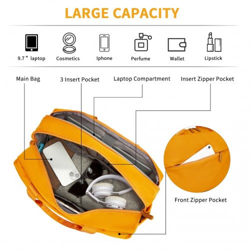 TVK2444 - Kono Water-Resistant Travel Bag with Laptop Sleeve Multi-Functional Tote for Business and Weekend Large Capacity for Men and Women - Yellow