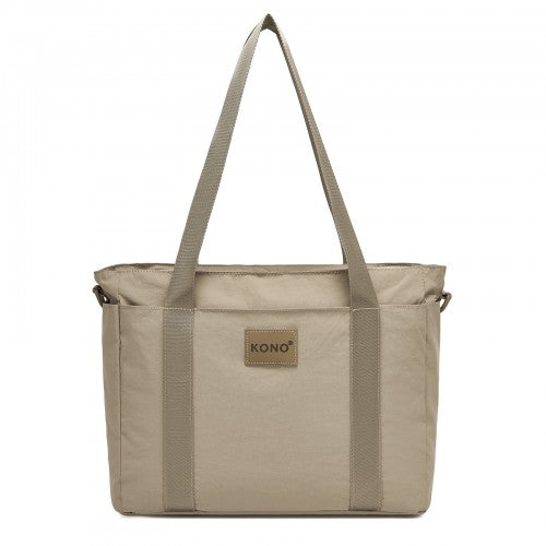 TVK2515 - Kono Comfortable and Easy-Carry Large-Capacity Travel Tote with Laptop Sleeve, Trolley Sleeve and Crossbody Strap - Khaki