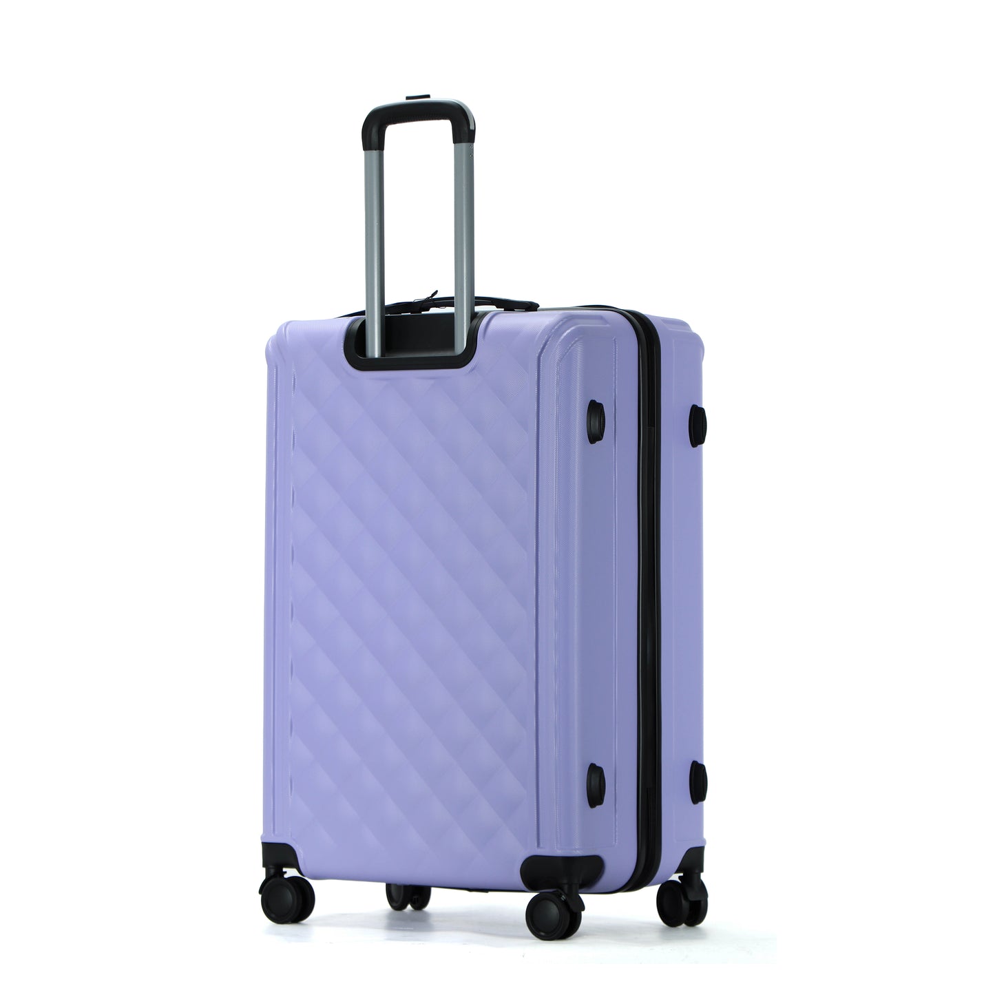 Easy Luggage Tabby Quilted 3 Piece Hard Shell Suitcases 360° Wheels Light Purple