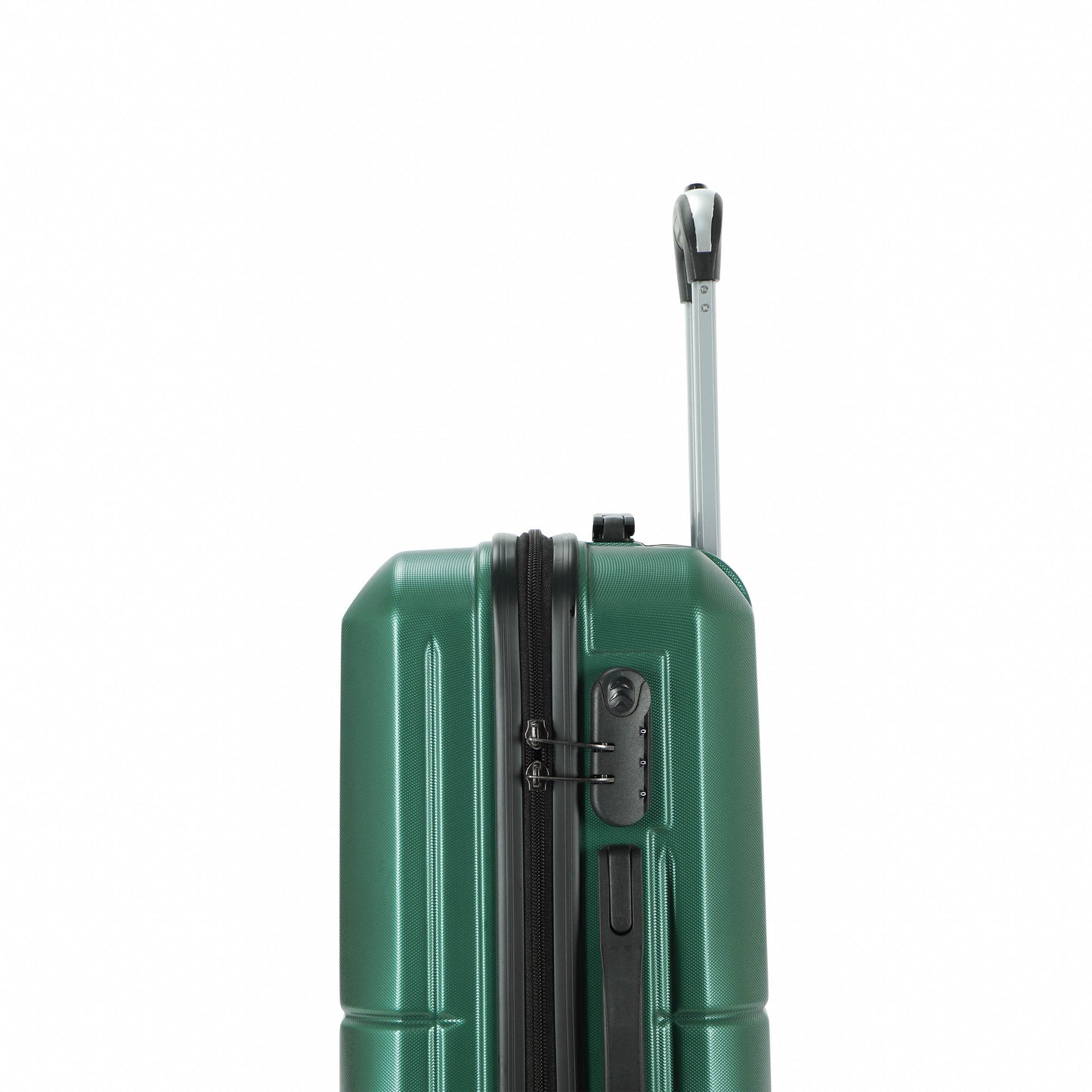 Easy Luggage Tabby Ribbed 3 Piece Hard Shell Suitcase 360° Spinner Wheels Dark Green