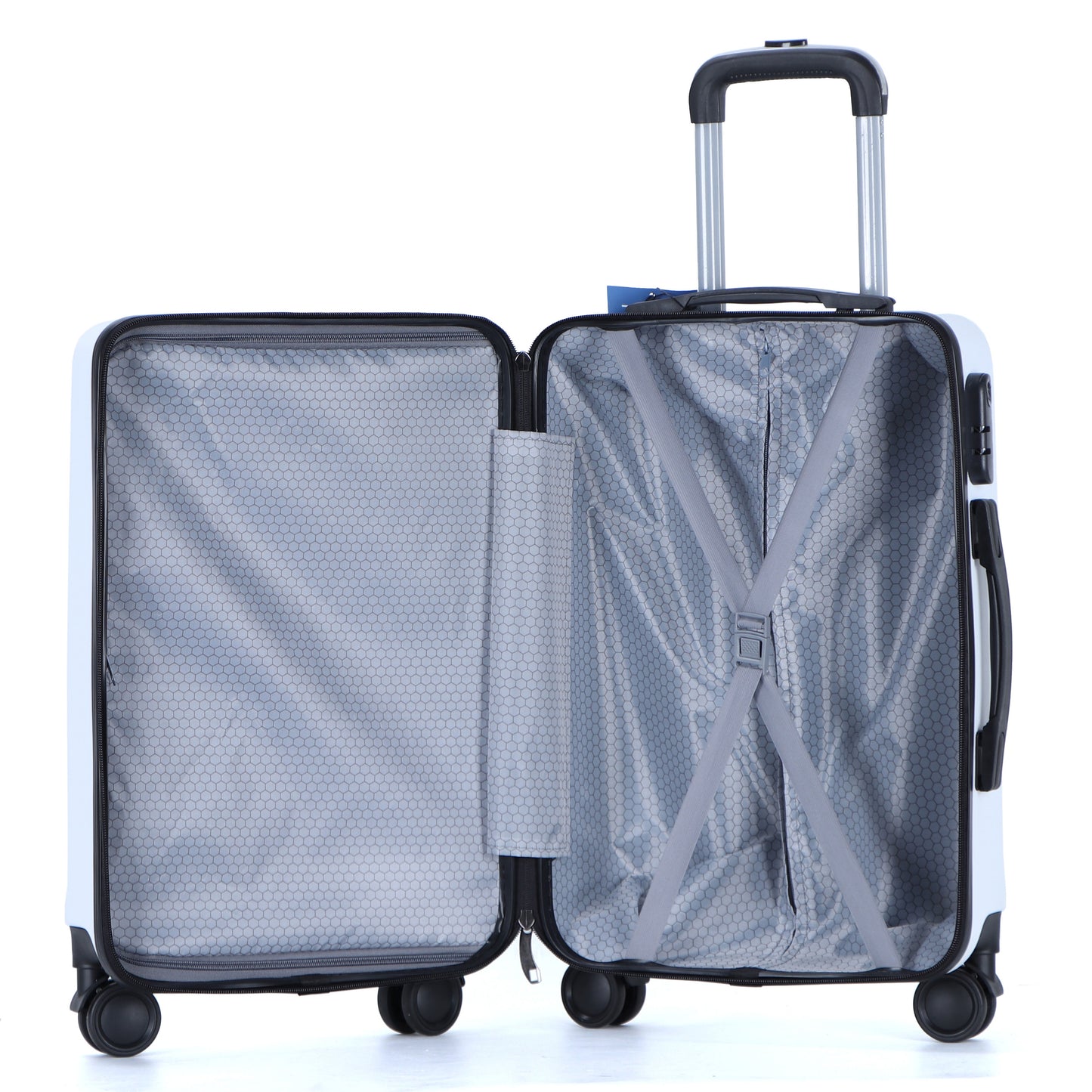 Easy Luggage Tabby Voyager 3 Piece Hard Shell Suitcase 360° Spinner Wheels White