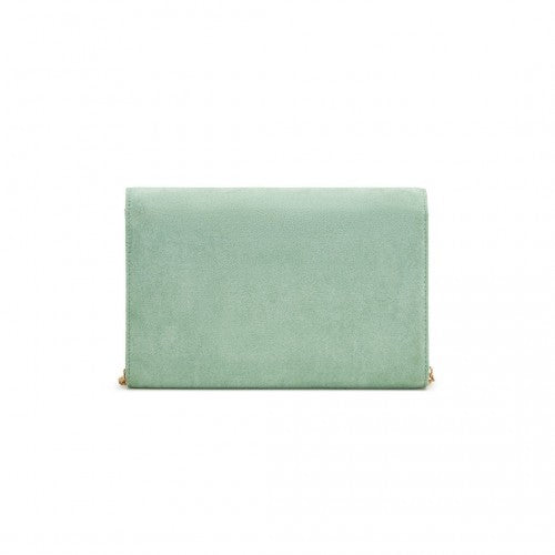 WTM2432 - Miss Lulu Luxurious Envelope-Style Evening Clutch with Elegant Detachable Metal Chain Strap - Green