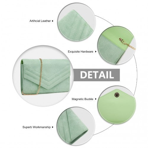 WTM2432 - Miss Lulu Luxurious Envelope-Style Evening Clutch with Elegant Detachable Metal Chain Strap - Green