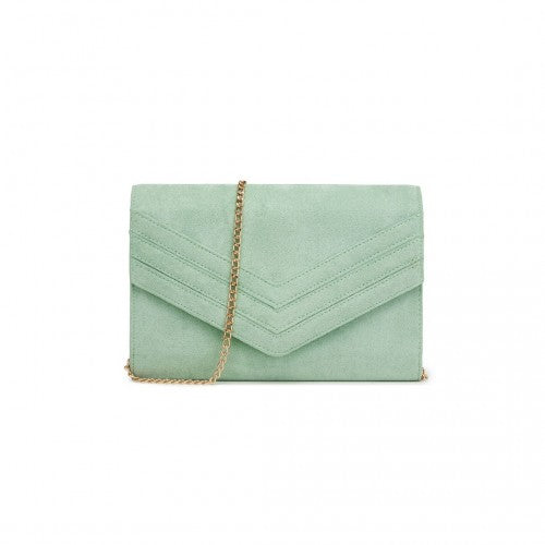 WTM2432 - Miss Lulu Luxurious Envelope-Style Evening Clutch with Elegant Detachable Metal Chain Strap - Green