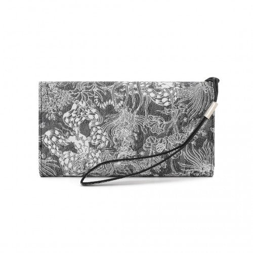 WTM2448 - Miss Lulu Elegant Women's Long Purse with Detachable Wrist Strap And Multi-Card Organizer - Black