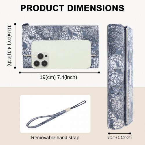 WTM2448 - Miss Lulu Elegant Women's Long Purse with Detachable Wrist Strap And Multi-Card Organizer - Navy